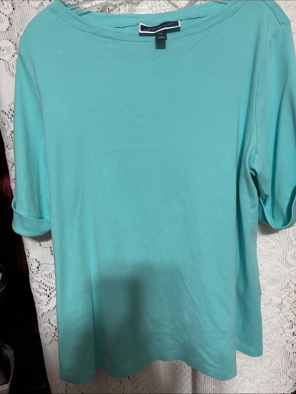 women’s Aqua Short-Sleeve Crew Neck Shirt